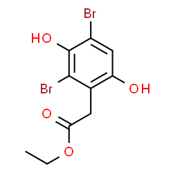 ChemSpider 2D Image | Ethyl (2,4-dibromo-3,6-dihydroxyphenyl)acetate | C10H10Br2O4