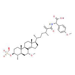ChemSpider 2D Image | (2S)-{[(3beta,4alpha,5alpha,7alpha,24xi)-7-Methoxy-4-methyl-26-oxo-3-(sulfooxy)ergosta-8(14),25(27)-dien-26-yl]amino}(4-methoxyphenyl)acetic acid | C39H57NO9S