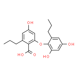 ChemSpider 2D Image | 2-(2,4-Dihydroxy-6-propylphenoxy)-4-hydroxy-6-propylbenzoic acid | C19H22O6