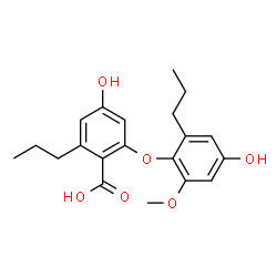 ChemSpider 2D Image | 4-Hydroxy-2-(4-hydroxy-2-methoxy-6-propylphenoxy)-6-propylbenzoic acid | C20H24O6