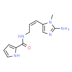 ChemSpider 2D Image | N-[(2Z)-3-(2-Amino-1-methyl-1H-imidazol-5-yl)-2-propen-1-yl]-1H-pyrrole-2-carboxamide | C12H15N5O