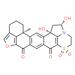 ChemSpider 2D Image | (2S,14aS,15bS)-2,15b-Dihydroxy-14a-methyl-1,4,5,12,13,14,14a,15b-octahydro-7H-furo[4',3',2':8,9]phenanthro[3,2-e][1,4]thiazino[2,3,4-hi]indole-7,9(2H)-dione 6,6-dioxide | C24H21NO7S