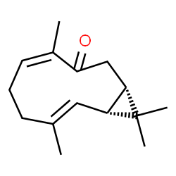ChemSpider 2D Image | (1S,4Z,8E,10R)-4,8,11,11-Tetramethylbicyclo[8.1.0]undeca-4,8-dien-3-one | C15H22O
