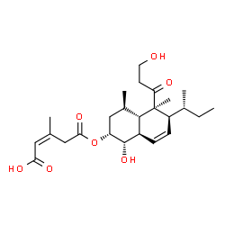 ChemSpider 2D Image | (2Z)-5-{[(1S,2R,4R,4aS,5S,6S,8aR)-6-[(2R)-2-Butanyl]-1-hydroxy-5-(3-hydroxypropanoyl)-4,5-dimethyl-1,2,3,4,4a,5,6,8a-octahydro-2-naphthalenyl]oxy}-3-methyl-5-oxo-2-pentenoic acid | C25H38O7