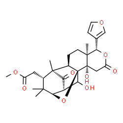 ChemSpider 2D Image | Methyl [(1S,2R,5S,6S,10S,11R,13S,14R,16S)-6-(3-furyl)-10,12-dihydroxy-1,5,15,15-tetramethyl-8,17-dioxo-7,18-dioxapentacyclo[11.3.1.1~11,14~.0~2,11~.0~5,10~]octadec-16-yl]acetate | C27H34O9