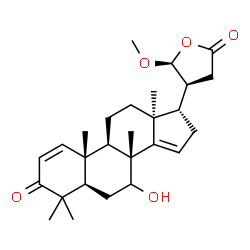 ChemSpider 2D Image | (5alpha,13alpha,17alpha,20S,21S)-7-Hydroxy-21-methoxy-4,4,8-trimethyl-3-oxocarda-1,14-dienolide | C27H38O5