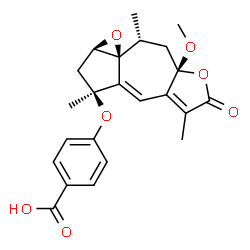 ChemSpider 2D Image | 4-{[(1aR,3S,7aS,9R,9aS)-7a-Methoxy-3,5,9-trimethyl-6-oxo-2,3,6,7a,8,9-hexahydro-1aH-oxireno[1,8a]azuleno[6,5-b]furan-3-yl]oxy}benzoic acid | C23H24O7