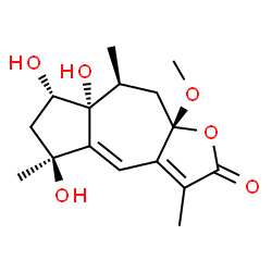 ChemSpider 2D Image | (5S,7S,7aR,8S,9aS)-5,7,7a-Trihydroxy-9a-methoxy-3,5,8-trimethyl-6,7,7a,8,9,9a-hexahydroazuleno[6,5-b]furan-2(5H)-one | C16H22O6