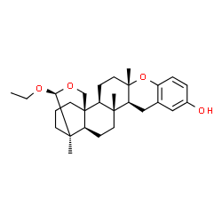 ChemSpider 2D Image | (1S,2S,5S,14S,15R,18R,19R,20S)-20-Ethoxy-5,15,19-trimethyl-6,21-dioxahexacyclo[17.3.3.0~1,18~.0~2,15~.0~5,14~.0~7,12~]pentacosa-7,9,11-trien-10-ol | C28H40O4