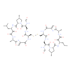 ChemSpider 2D Image | N-[(2S,6S,9S,11S,15S,19S)-19-[({[(2S,6S,9S,11S,15S,19S)-15-Formamido-2,11-dimethyl-4,5,8,14,18,21-hexaoxo-6-propyl-24-oxa-3,7,13,17,20,25-hexaazatricyclo[20.2.1.0~9,13~]pentacosa-1(25),22-dien-19-yl]m
ethyl}disulfanyl)methyl]-6-isobutyl-2,11-dimethyl-4,5,8,14,18,21-hexaoxo-24-oxa-3,7,13,17,20,25-hexaazatricyclo[20.2.1.0~9,13~]pentacosa-1(25),22-dien-15-yl]formamide | C51H70N14O16S2