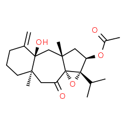 ChemSpider 2D Image | (1aS,2R,3aS,4aR,8aR,10aR)-4a-Hydroxy-1a-isopropyl-3a,8a-dimethyl-5-methylene-10-oxododecahydro-1aH-benzo[5,6]azuleno[1,8a-b]oxiren-2-yl acetate | C22H32O5