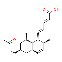 ChemSpider 2D Image | (2E,4E)-5-[(1S,2S,4aR,6S,8R,8aS)-6-(Acetoxymethyl)-2,8-dimethyl-1,2,4a,5,6,7,8,8a-octahydro-1-naphthalenyl]-2,4-pentadienoic acid | C20H28O4