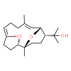 ChemSpider 2D Image | (1R,2S,5E,9E,11R,12R)-12-(2-Hydroxy-2-propanyl)-1,5,9-trimethyl-15-oxabicyclo[9.3.1]pentadeca-5,9-dien-2-ol | C20H34O3