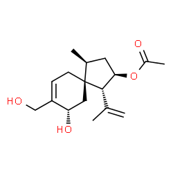ChemSpider 2D Image | (1R,2R,4S,5S,9S)-9-Hydroxy-8-(hydroxymethyl)-1-isopropenyl-4-methylspiro[4.5]dec-7-en-2-yl acetate | C17H26O4