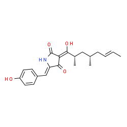 ChemSpider 2D Image | (3Z,5Z)-5-(4-Hydroxybenzylidene)-3-[(2S,4S,6E)-1-hydroxy-2,4-dimethyl-6-octen-1-ylidene]-2,4-pyrrolidinedione | C21H25NO4