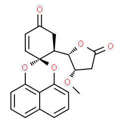 ChemSpider 2D Image | (6S)-6-[(2S,3S)-3-Methoxy-5-oxotetrahydro-2-furanyl]-4H-spiro[cyclohex-2-ene-1,2'-naphtho[1,8-de][1,3]dioxin]-4-one | C21H18O6