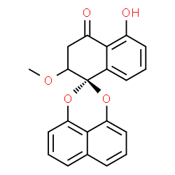 ChemSpider 2D Image | 5-Hydroxy-2-methoxy-2,3-dihydro-4H-spiro[naphthalene-1,2'-naphtho[1,8-de][1,3]dioxin]-4-one | C21H16O5