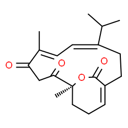 ChemSpider 2D Image | (1S,5E,7E)-8-Isopropyl-1,5-dimethyl-15-oxabicyclo[9.3.2]hexadeca-5,7,11-triene-2,4,16-trione | C20H26O4