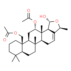 ChemSpider 2D Image | [(1R,3S,5aS,5bR,7aS,11aR,11bS,13S,13aS,13bS)-13-Acetoxy-1-hydroxy-3,5b,8,8,13a-pentamethyl-1,5,5a,5b,6,7,7a,8,9,10,11,11b,12,13,13a,13b-hexadecahydrochryseno[1,2-c]furan-11a(3H)-yl]methyl acetate | C30H46O6
