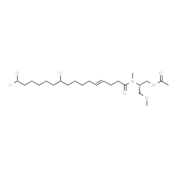 ChemSpider 2D Image | (2S)-3-Methoxy-2-{methyl[(4E)-10,16,16-trichloro-4-hexadecenoyl]amino}propyl acetate | C23H40Cl3NO4