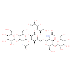 ChemSpider 2D Image | beta-D-Galactopyranosyl-(1->4)-2-acetamido-2-deoxy-D-glucopyranosyl-(1->6)-[D-galactopyranosyl-(1->3)-(2xi)-2-acetamido-2-deoxy-beta-D-arabino-hexopyranosyl-(1->3)]-(3xi)-beta-D-ribo-hexopyranosyl-(1-
>4)-(4xi)-D-ribo-hexose | C40H68N2O31