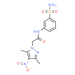 ChemSpider 2D Image | 2-(3,5-Dimethyl-4-nitro-1H-pyrazol-1-yl)-N-(3-sulfamoylphenyl)acetamide | C13H15N5O5S