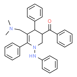 ChemSpider 2D Image | {1-Anilino-5-[(dimethylamino)methyl]-4,6-diphenyl-1,2,3,4-tetrahydro-3-pyridinyl}(phenyl)methanone | C33H33N3O
