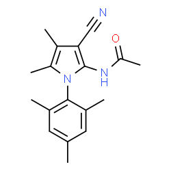 ChemSpider 2D Image | N-(3-Cyano-1-mesityl-4,5-dimethyl-1H-pyrrol-2-yl)acetamide | C18H21N3O