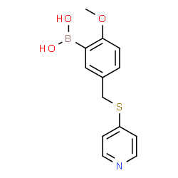 ChemSpider 2D Image | {2-Methoxy-5-[(4-pyridinylsulfanyl)methyl]phenyl}boronic acid | C13H14BNO3S