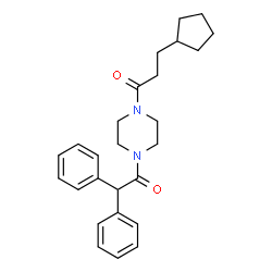 ChemSpider 2D Image | 3-Cyclopentyl-1-[4-(diphenylacetyl)-1-piperazinyl]-1-propanone | C26H32N2O2