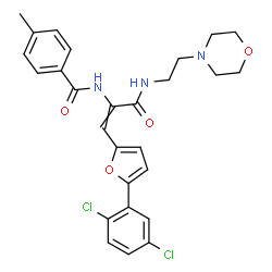 ChemSpider 2D Image | N-(1-[5-(2,5-Dichlorophenyl)-2-furyl]-3-{[2-(4-morpholinyl)ethyl]amino}-3-oxo-1-propen-2-yl)-4-methylbenzamide | C27H27Cl2N3O4