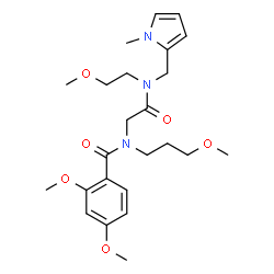 ChemSpider 2D Image | 2,4-Dimethoxy-N-(2-{(2-methoxyethyl)[(1-methyl-1H-pyrrol-2-yl)methyl]amino}-2-oxoethyl)-N-(3-methoxypropyl)benzamide | C24H35N3O6