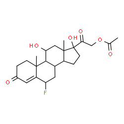 ChemSpider 2D Image | 6-Fluoro-11,17-dihydroxy-3,20-dioxopregn-4-en-21-yl acetate | C23H31FO6
