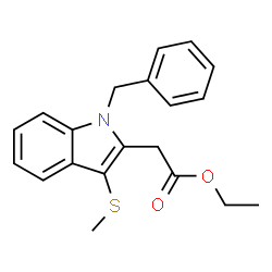 ChemSpider 2D Image | Ethyl [1-benzyl-3-(methylsulfanyl)-1H-indol-2-yl]acetate | C20H21NO2S