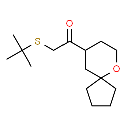ChemSpider 2D Image | 2-[(2-Methyl-2-propanyl)sulfanyl]-1-(6-oxaspiro[4.5]dec-9-yl)ethanone | C15H26O2S