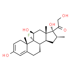 ChemSpider 2D Image | (11beta,16alpha)-9-Fluoro-3,11,17,21-tetrahydroxy-16-methylpregna-2,4-dien-20-one | C22H31FO5