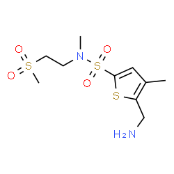 ChemSpider 2D Image | 5-(Aminomethyl)-N,4-dimethyl-N-[2-(methylsulfonyl)ethyl]-2-thiophenesulfonamide | C10H18N2O4S3