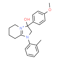 ChemSpider 2D Image | 3-Hydroxy-3-(4-methoxyphenyl)-1-(2-methylphenyl)-2,3,5,6,7,8-hexahydro-1H-imidazo[1,2-a]pyridin-4-ium | C21H25N2O2