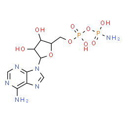 ChemSpider 2D Image | 9-{5-O-[{[Amino(hydroxy)phosphoryl]oxy}(hydroxy)phosphoryl]pentofuranosyl}-9H-purin-6-amine | C10H16N6O9P2