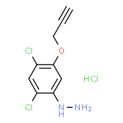 ChemSpider 2D Image | [2,4-Dichloro-5-(2-propyn-1-yloxy)phenyl]hydrazine hydrochloride (1:1) | C9H9Cl3N2O