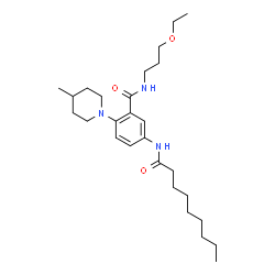 ChemSpider 2D Image | N-(3-Ethoxypropyl)-2-(4-methyl-1-piperidinyl)-5-(nonanoylamino)benzamide | C27H45N3O3