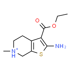 ChemSpider 2D Image | 2-Amino-3-(ethoxycarbonyl)-6-methyl-4,5,6,7-tetrahydrothieno[2,3-c]pyridin-6-ium | C11H17N2O2S