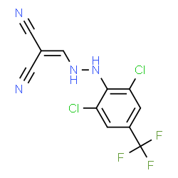 ChemSpider 2D Image | ({2-[2,6-Dichloro-4-(trifluoromethyl)phenyl]hydrazino}methylene)malononitrile | C11H5Cl2F3N4