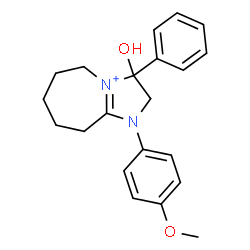 ChemSpider 2D Image | 3H-imidazo[1,2-a]azepinium, 2,5,6,7,8,9-hexahydro-3-hydroxy-1-(4-methoxyphenyl)-3-phenyl- | C21H25N2O2