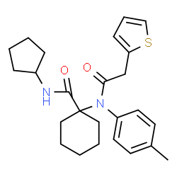 ChemSpider 2D Image | N-Cyclopentyl-1-[(4-methylphenyl)(2-thienylacetyl)amino]cyclohexanecarboxamide | C25H32N2O2S
