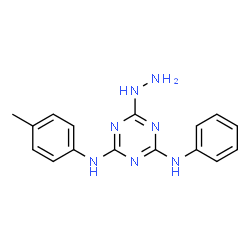 ChemSpider 2D Image | 6-Hydrazino-N-(4-methylphenyl)-N'-phenyl-1,3,5-triazine-2,4-diamine | C16H17N7