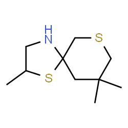 ChemSpider 2D Image | 2,9,9-Trimethyl-1,7-dithia-4-azaspiro[4.5]decane | C10H19NS2