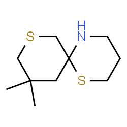 ChemSpider 2D Image | 10,10-Dimethyl-1,8-dithia-5-azaspiro[5.5]undecane | C10H19NS2