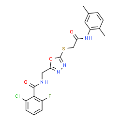 ChemSpider 2D Image | 2-Chloro-N-{[5-({2-[(2,5-dimethylphenyl)amino]-2-oxoethyl}sulfanyl)-1,3,4-oxadiazol-2-yl]methyl}-6-fluorobenzamide | C20H18ClFN4O3S
