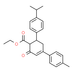 ChemSpider 2D Image | Ethyl 6-(4-isopropylphenyl)-4-(4-methylphenyl)-2-oxo-3-cyclohexene-1-carboxylate | C25H28O3